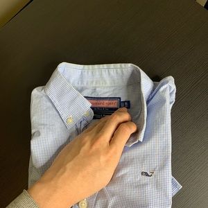 Vineyard vines men S/child XL gingham casual shirt
